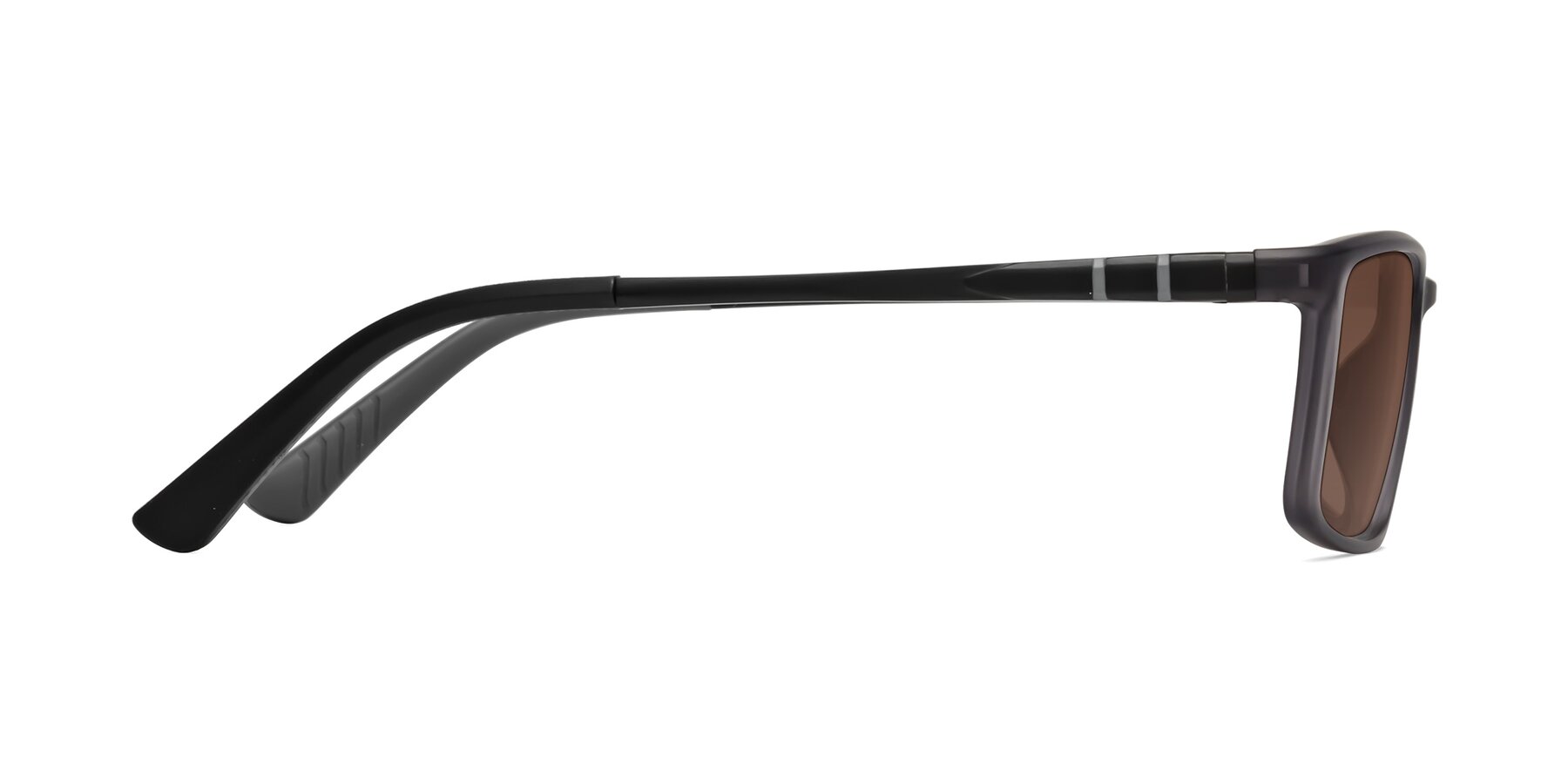 Side of Kordii in Matte Gray with Brown Tinted Lenses