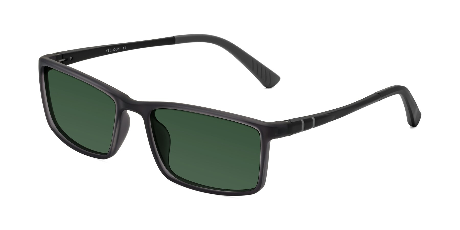 Angle of Kordii in Matte Gray with Green Tinted Lenses
