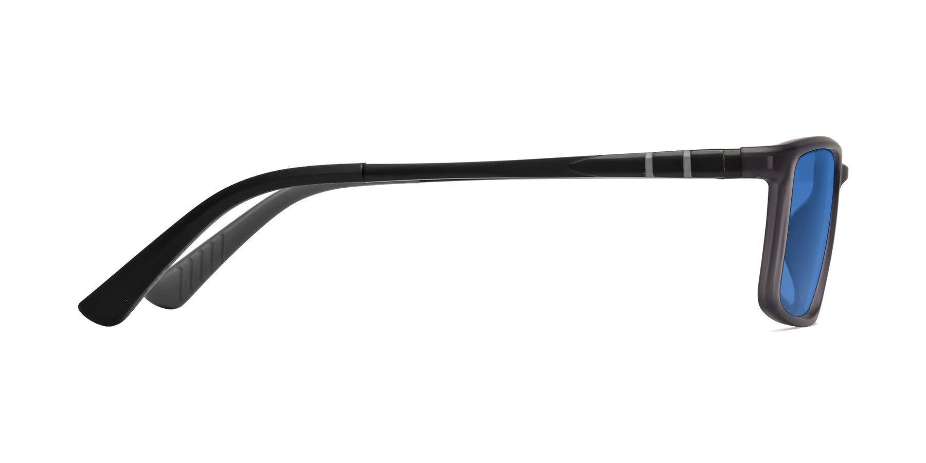 Side of Kordii in Matte Gray with Blue Tinted Lenses