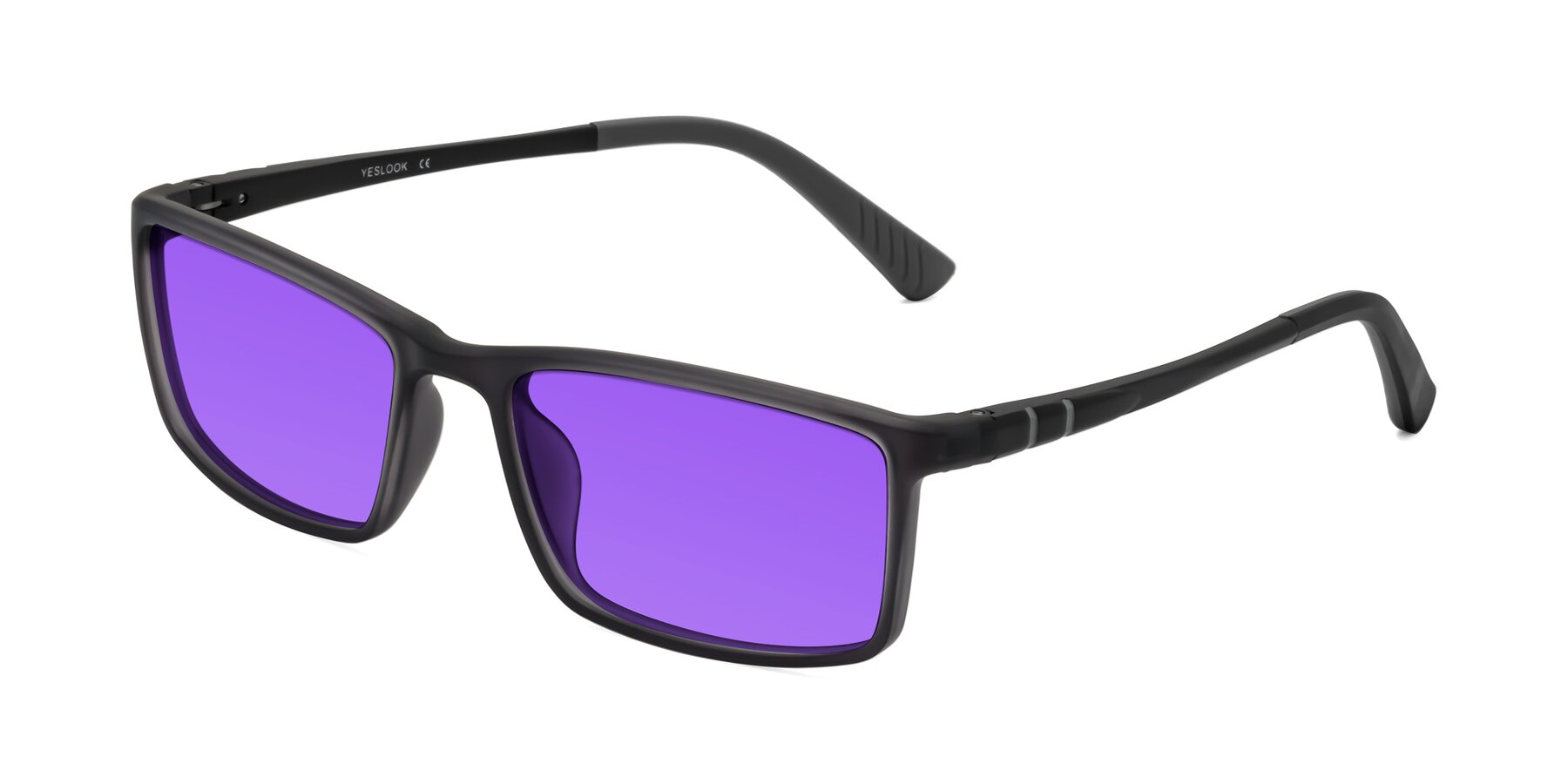 Angle of Kordii in Matte Gray with Purple Tinted Lenses