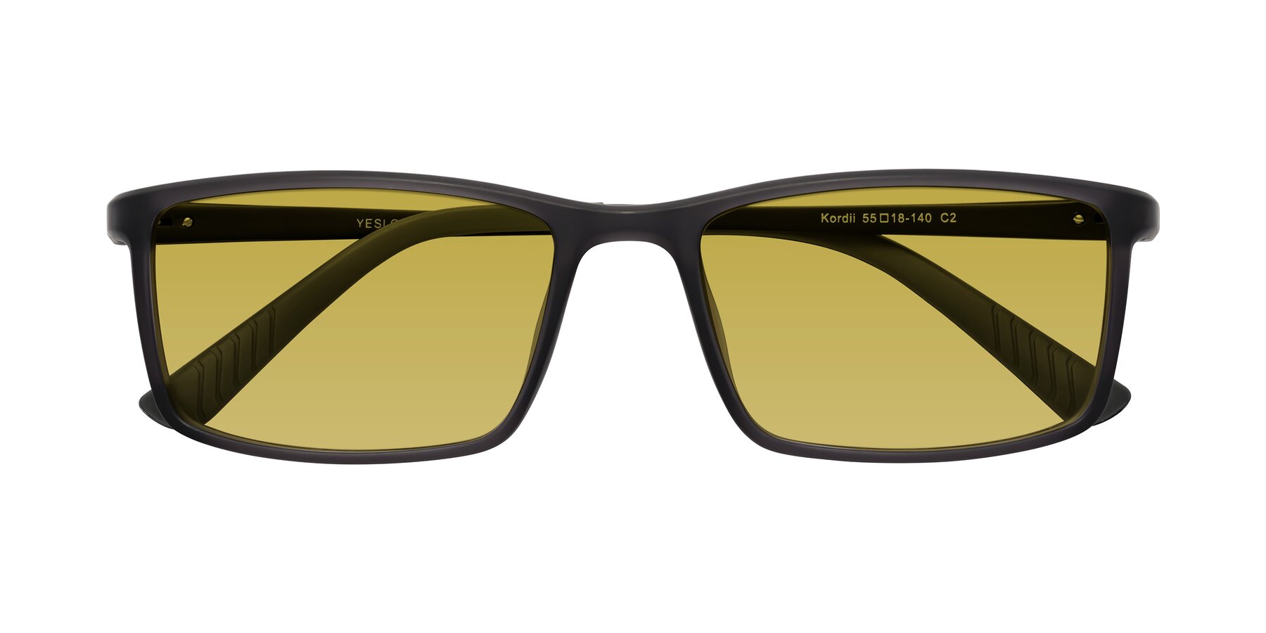Folded Front of Kordii in Matte Gray with Champagne Tinted Lenses