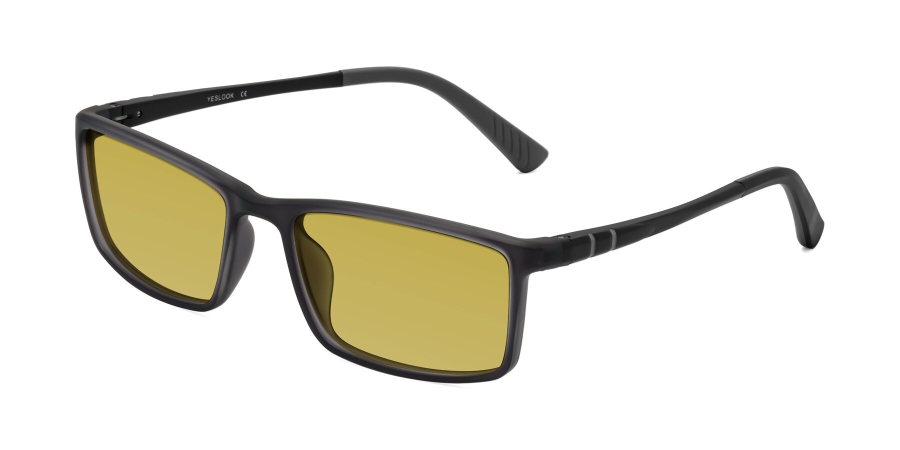 Angle of Kordii in Matte Gray with Champagne Tinted Lenses