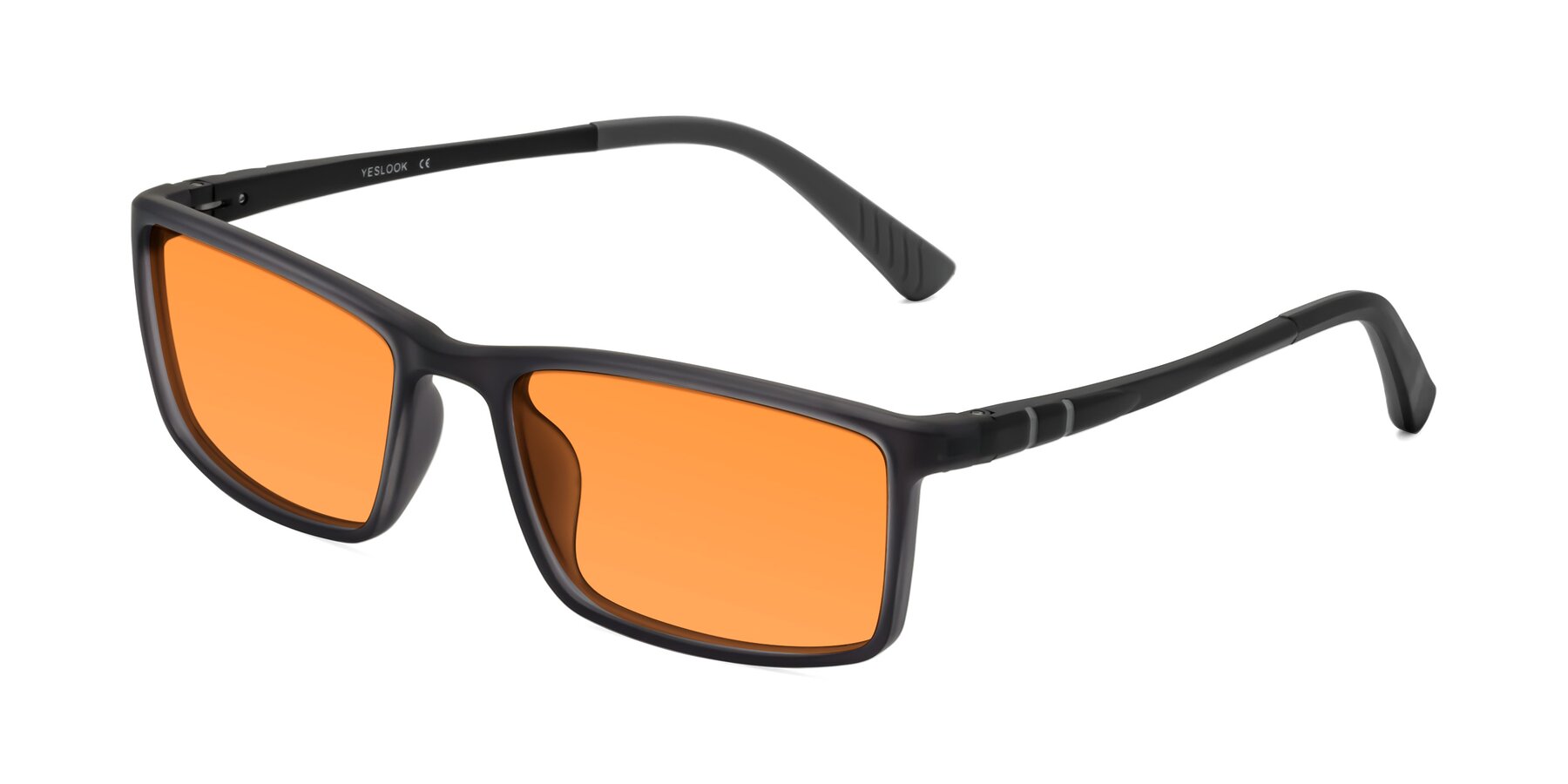Angle of Kordii in Matte Gray with Orange Tinted Lenses
