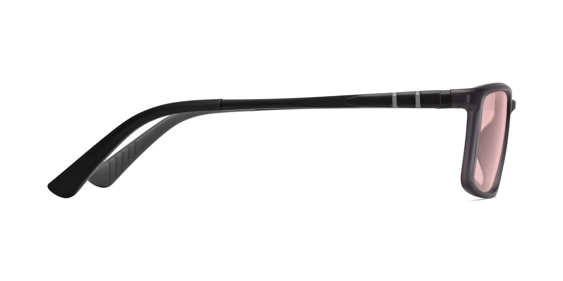 Side of Kordii in Matte Gray with Light Garnet Tinted Lenses