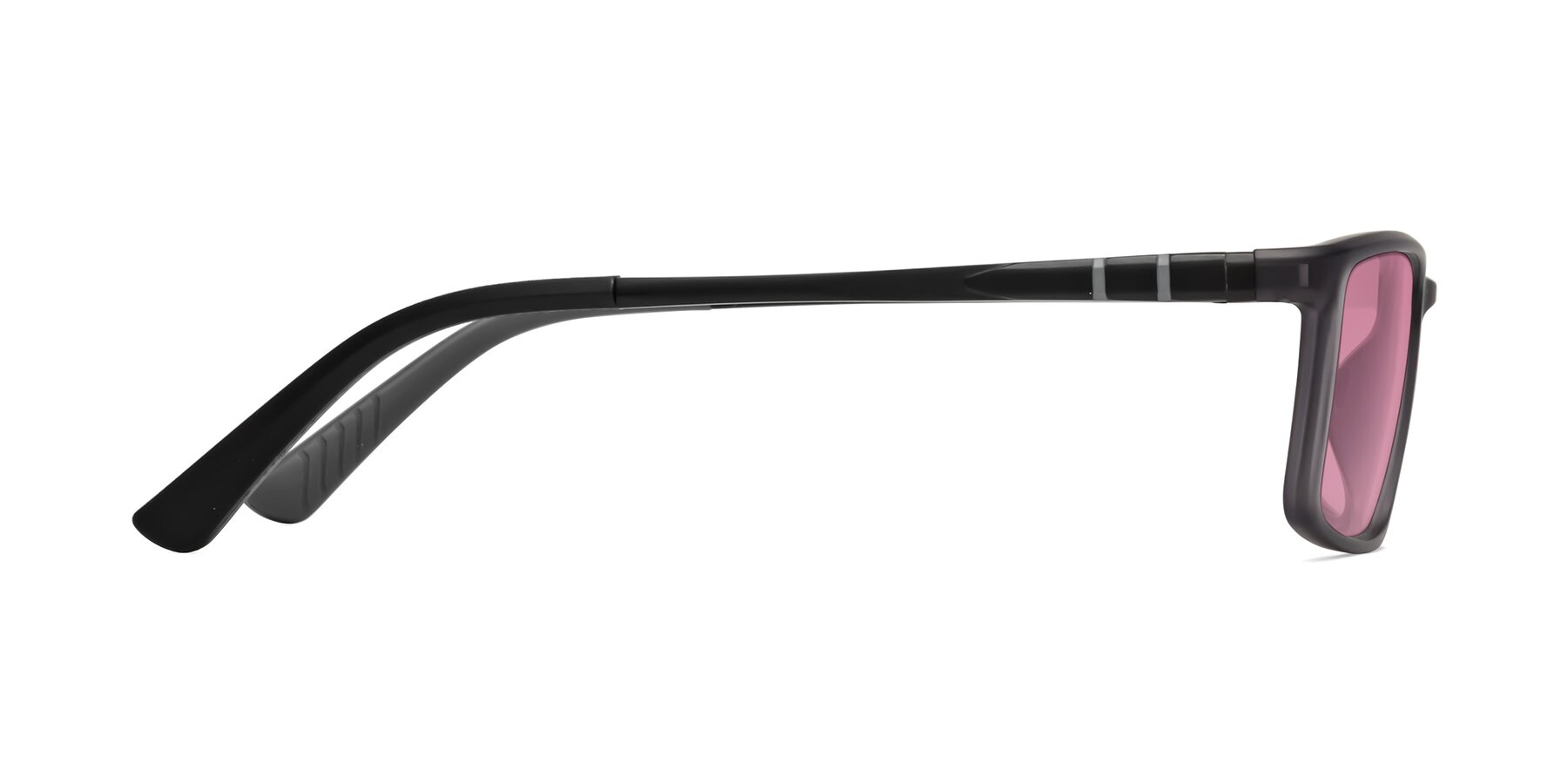 Side of Kordii in Matte Gray with Medium Wine Tinted Lenses