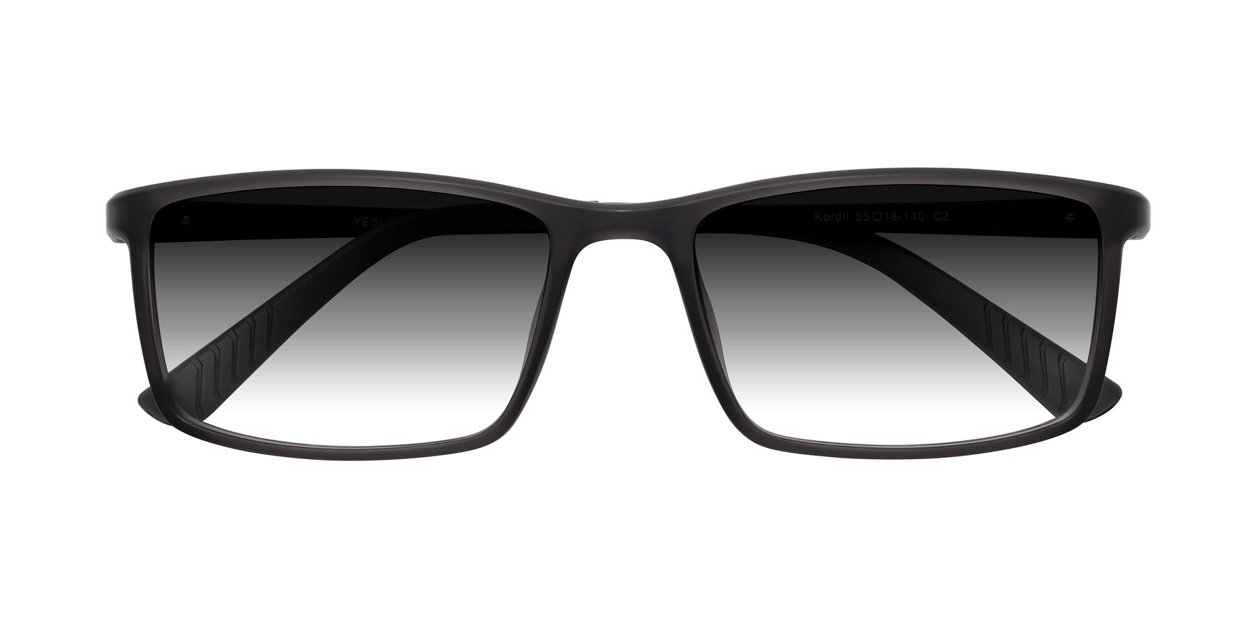 Folded Front of Kordii in Matte Gray with Gray Gradient Lenses