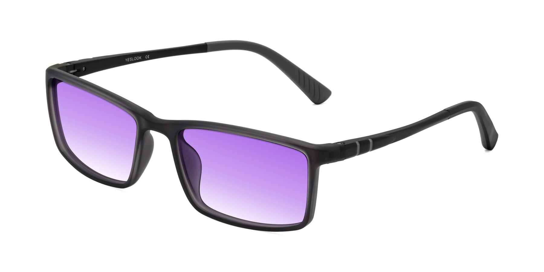 Angle of Kordii in Matte Gray with Purple Gradient Lenses