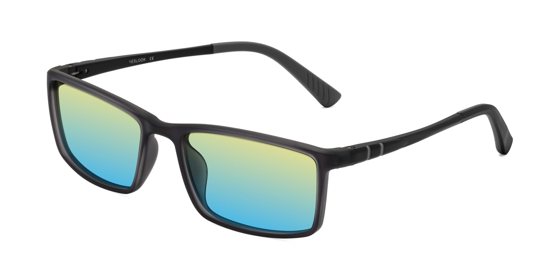 Angle of Kordii in Matte Gray with Yellow / Blue Gradient Lenses