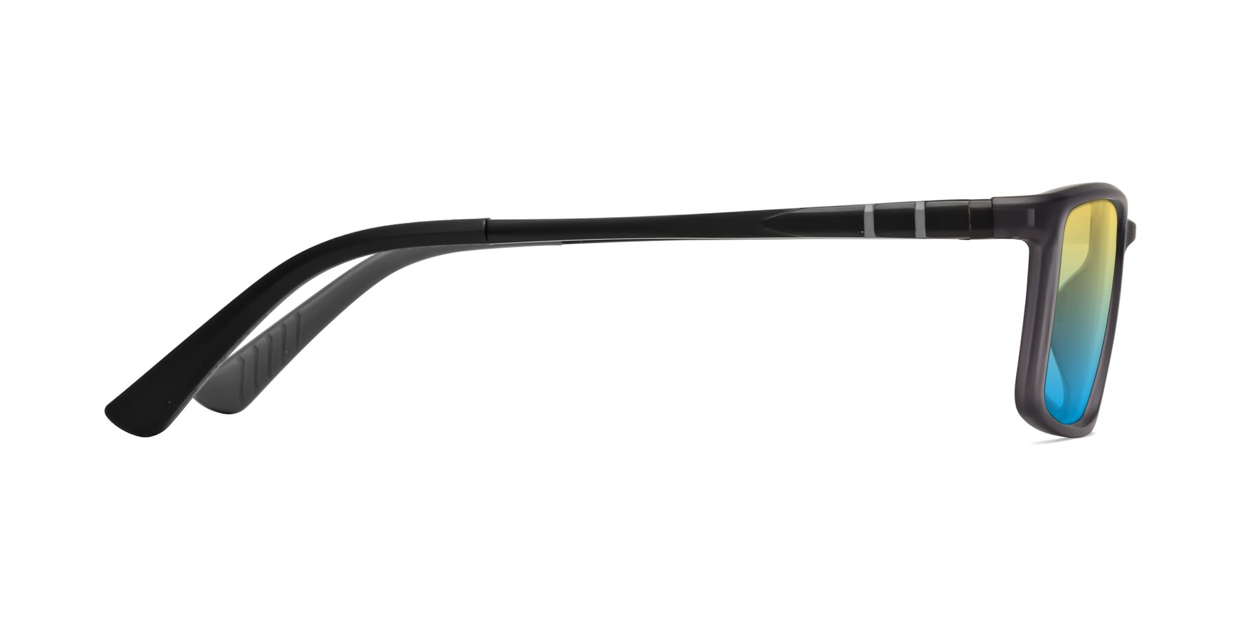 Side of Kordii in Matte Gray with Yellow / Blue Gradient Lenses