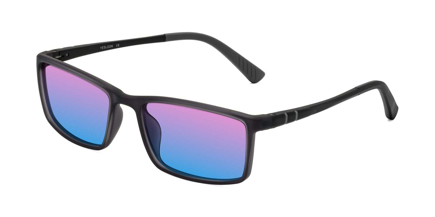 Angle of Kordii in Matte Gray with Pink / Blue Gradient Lenses