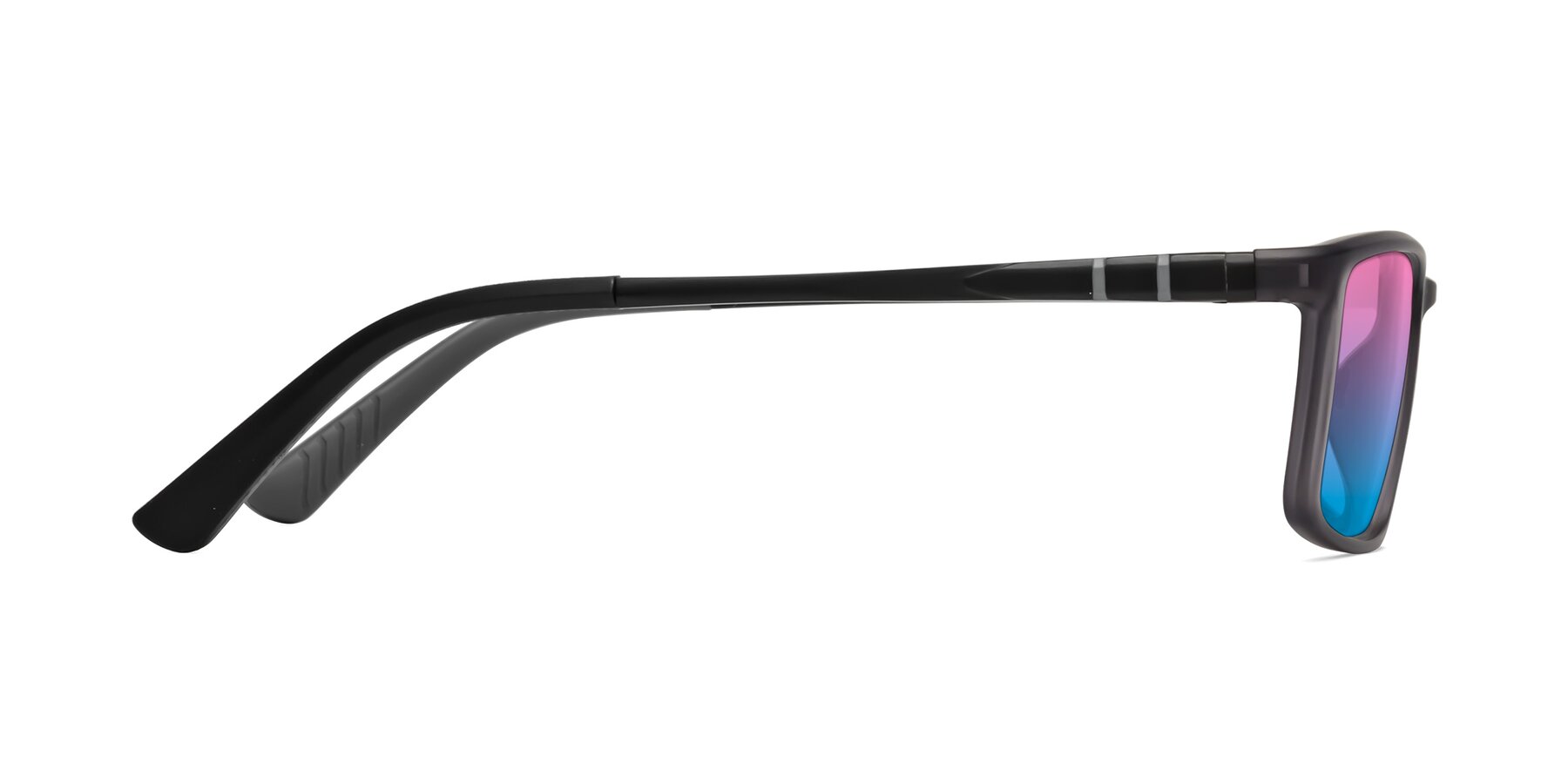 Side of Kordii in Matte Gray with Pink / Blue Gradient Lenses