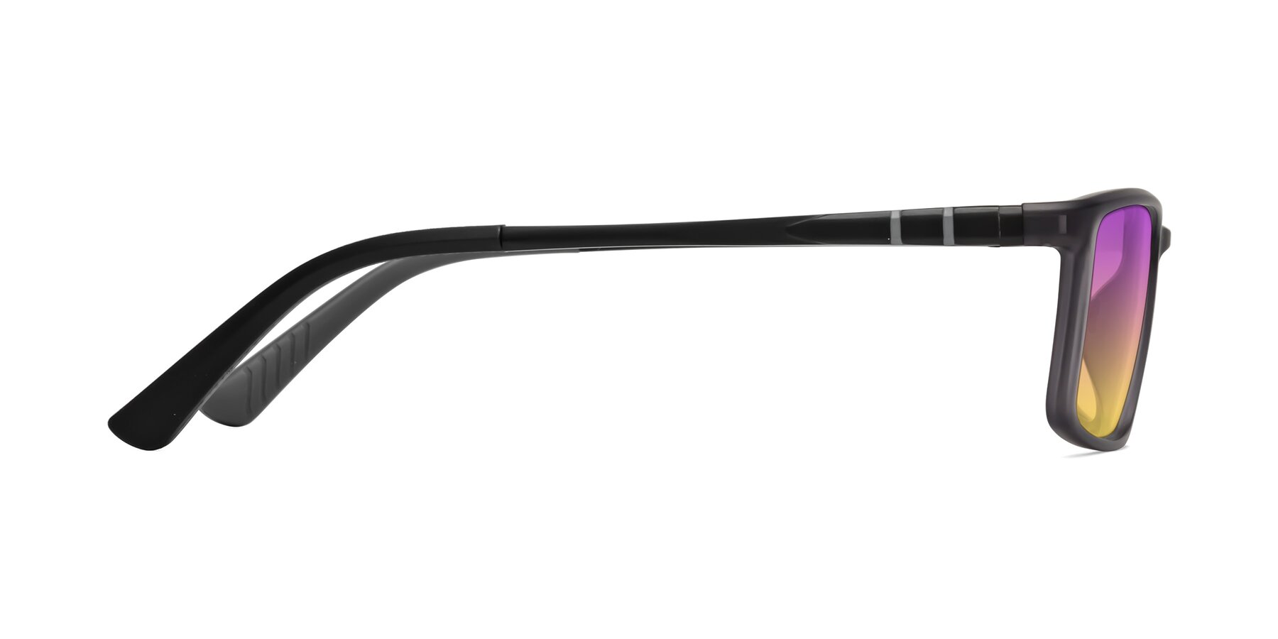 Side of Kordii in Matte Gray with Purple / Yellow Gradient Lenses