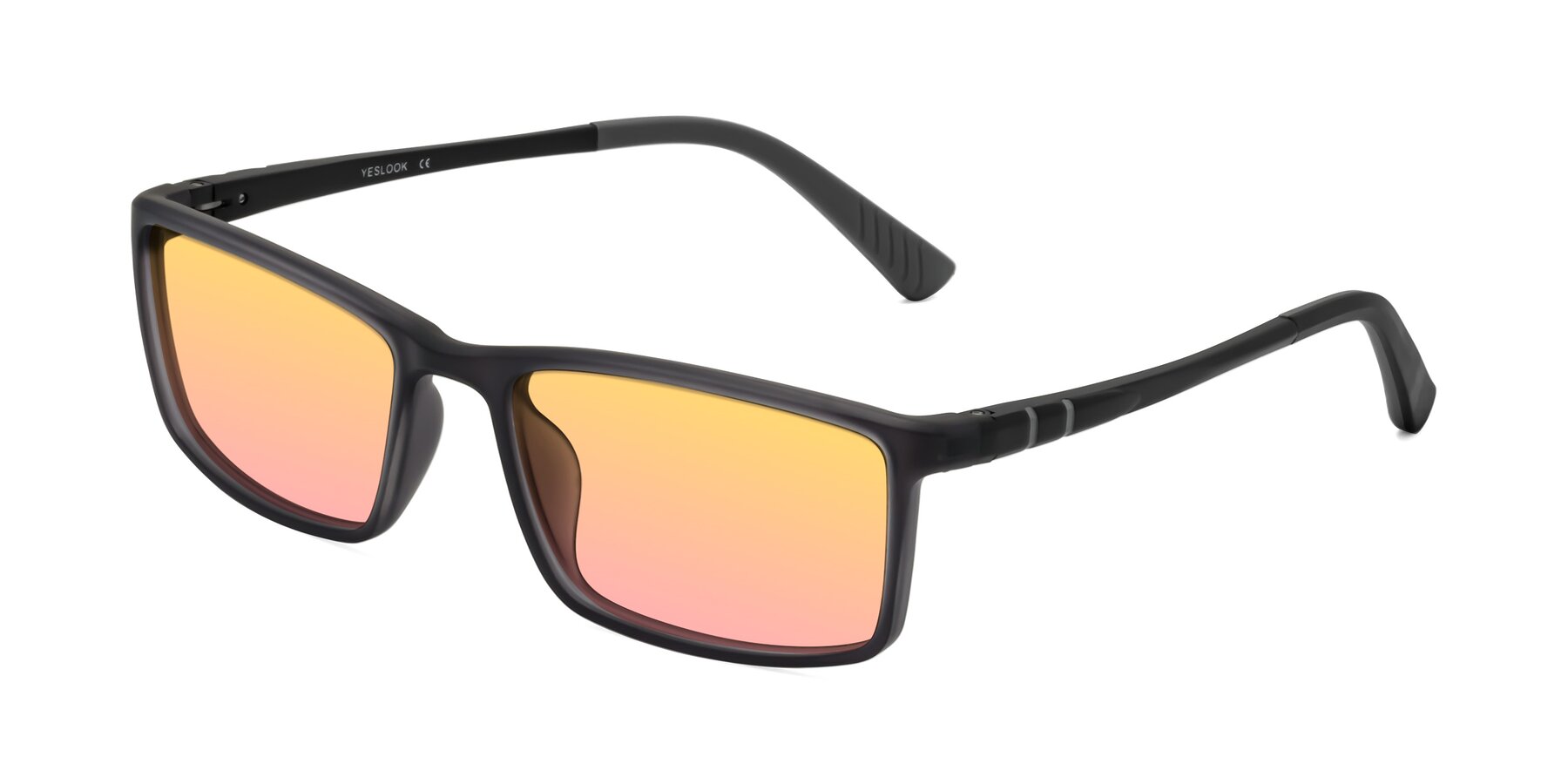 Angle of Kordii in Matte Gray with Yellow / Pink Gradient Lenses