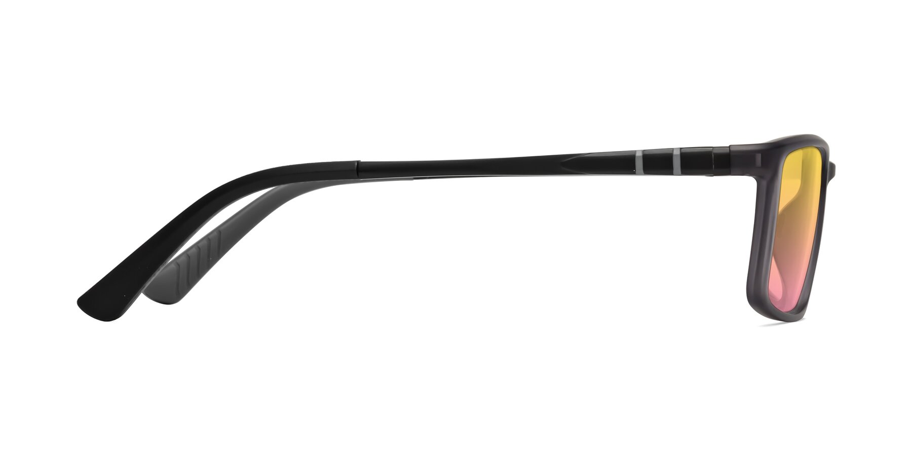 Side of Kordii in Matte Gray with Yellow / Pink Gradient Lenses
