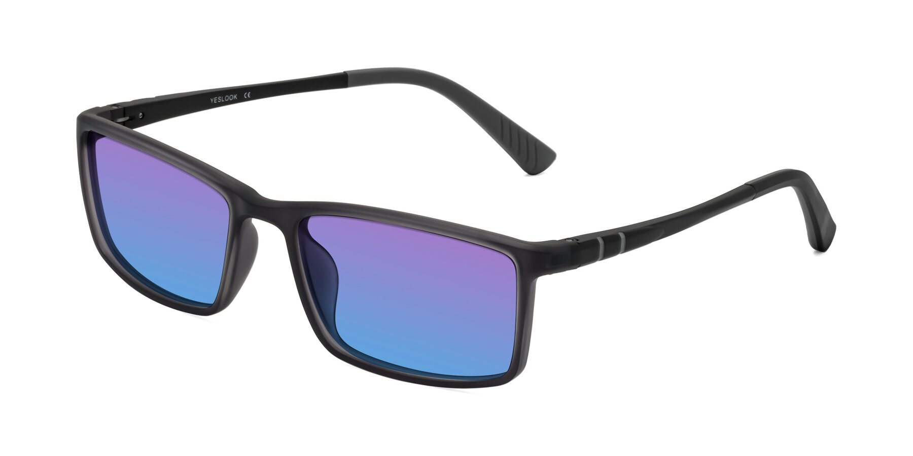 Angle of Kordii in Matte Gray with Purple / Blue Gradient Lenses
