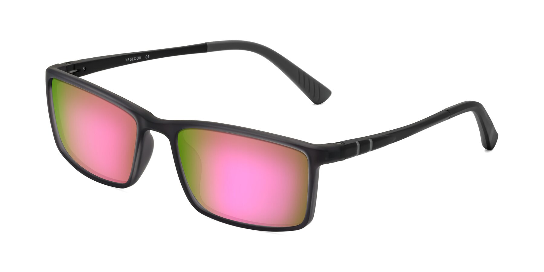Angle of Kordii in Matte Gray with Pink Mirrored Lenses