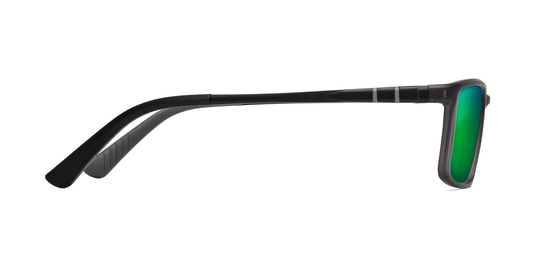 Side of Kordii in Matte Gray with Green Mirrored Lenses