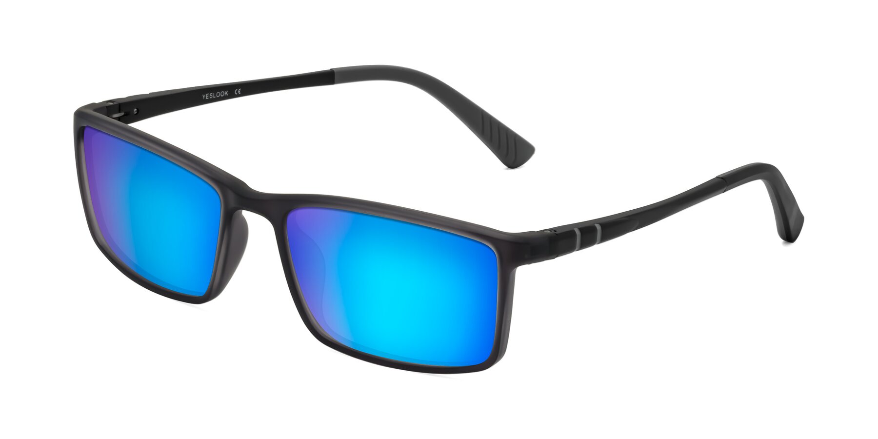 Angle of Kordii in Matte Gray with Blue Mirrored Lenses