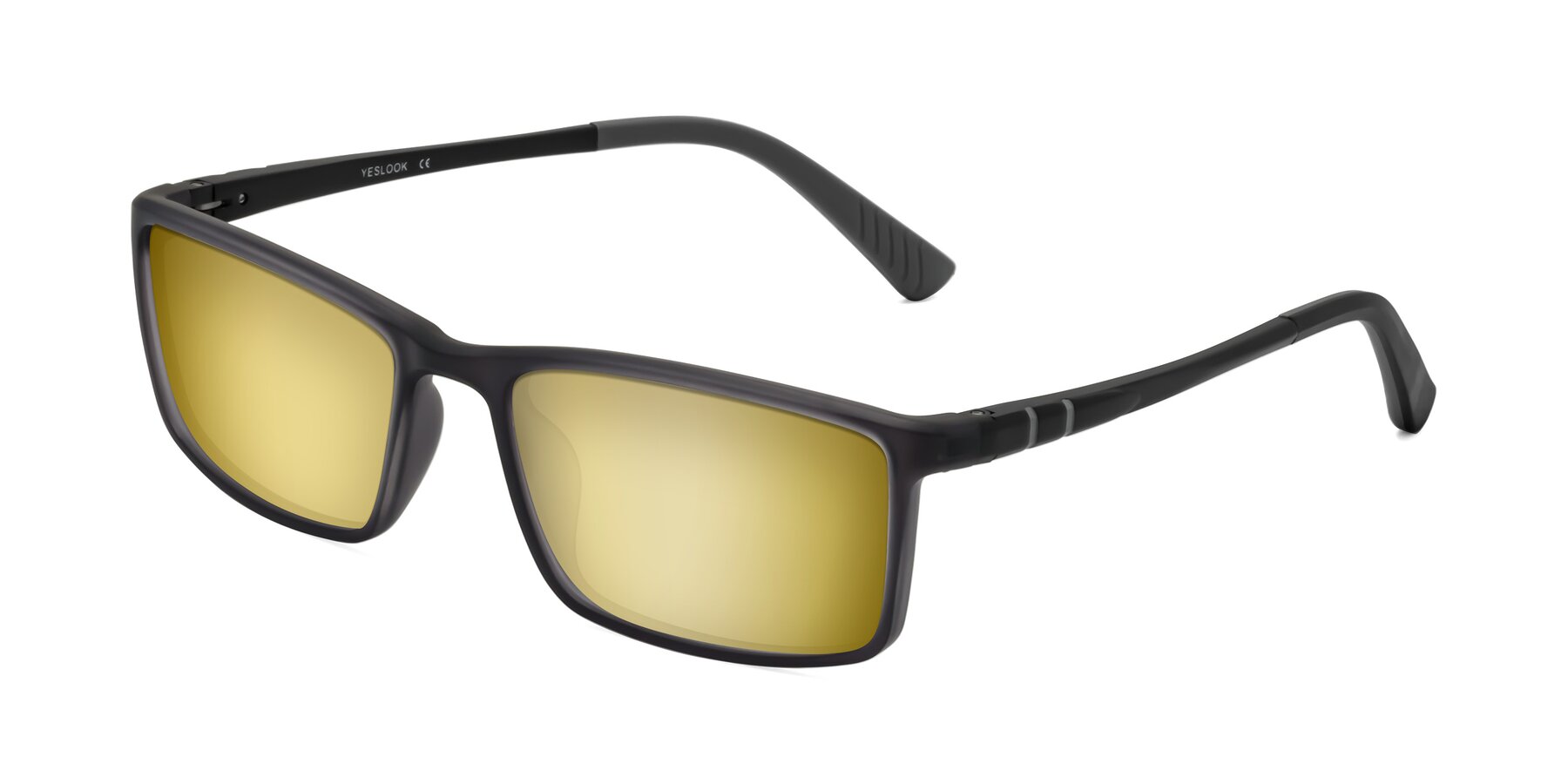 Angle of Kordii in Matte Gray with Gold Mirrored Lenses