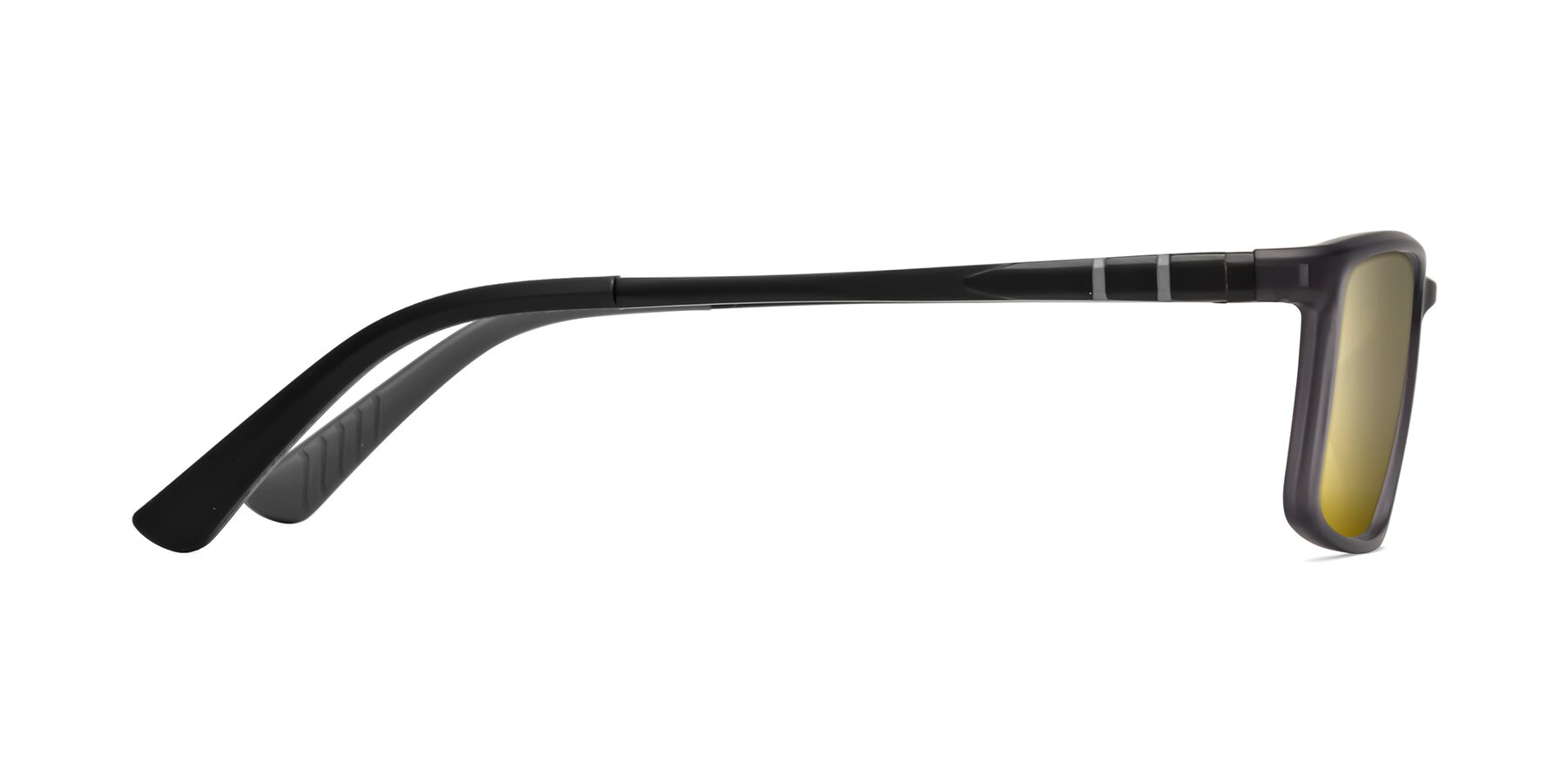 Side of Kordii in Matte Gray with Gold Mirrored Lenses