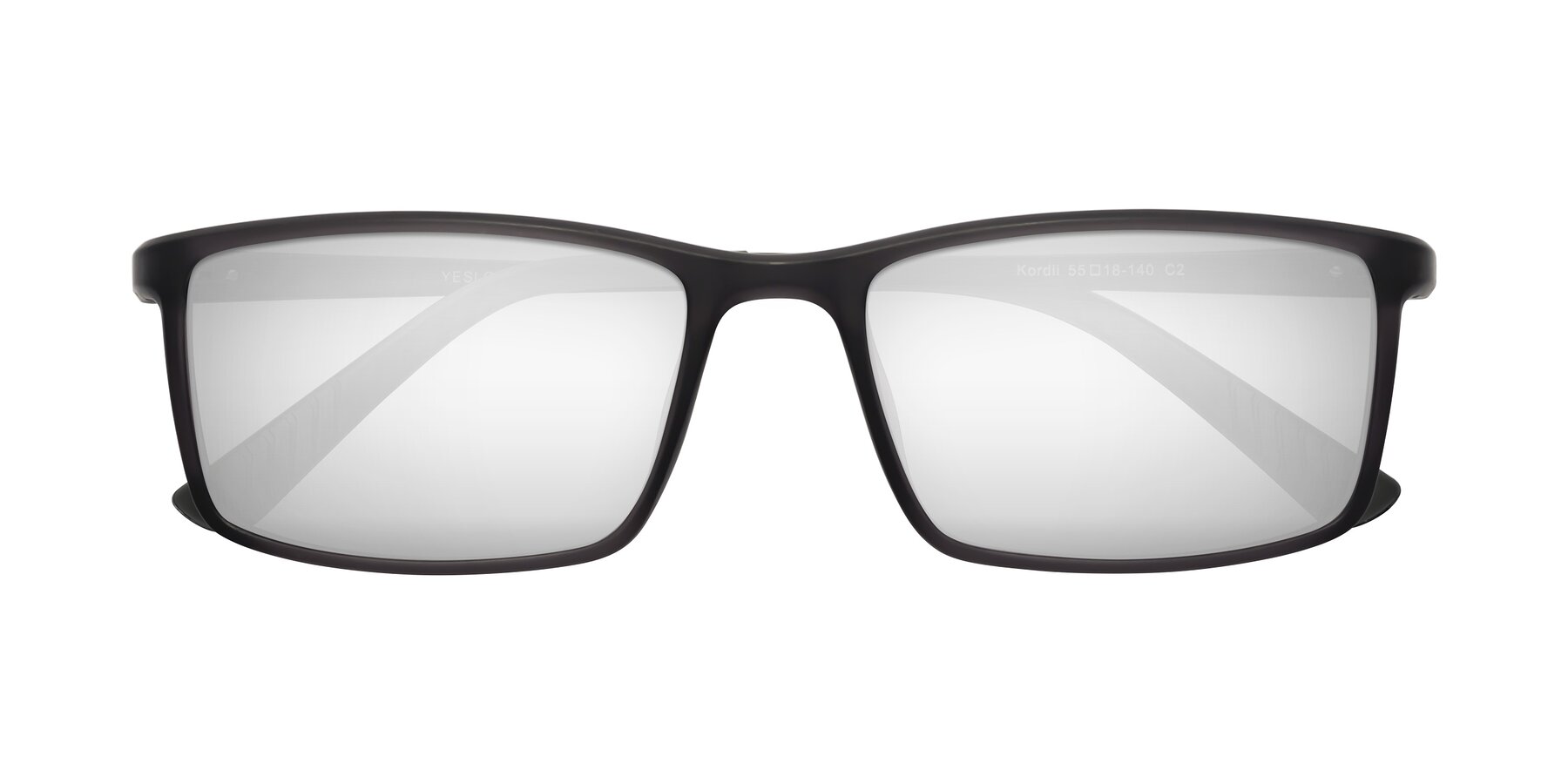Folded Front of Kordii in Matte Gray with Silver Mirrored Lenses