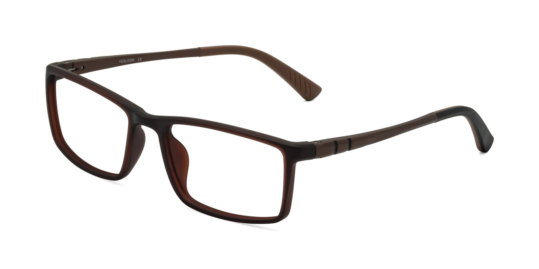 Angle of Kordii in Matte Brown with Clear Eyeglass Lenses