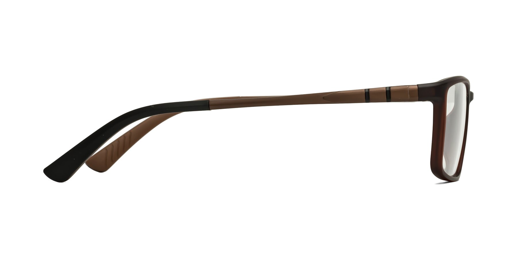 Side of Kordii in Matte Brown with Clear Eyeglass Lenses