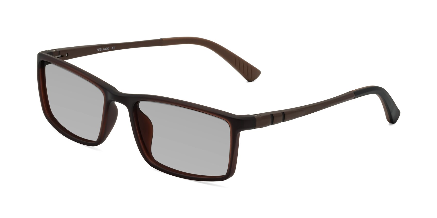 Angle of Kordii in Matte Brown with Light Gray Tinted Lenses