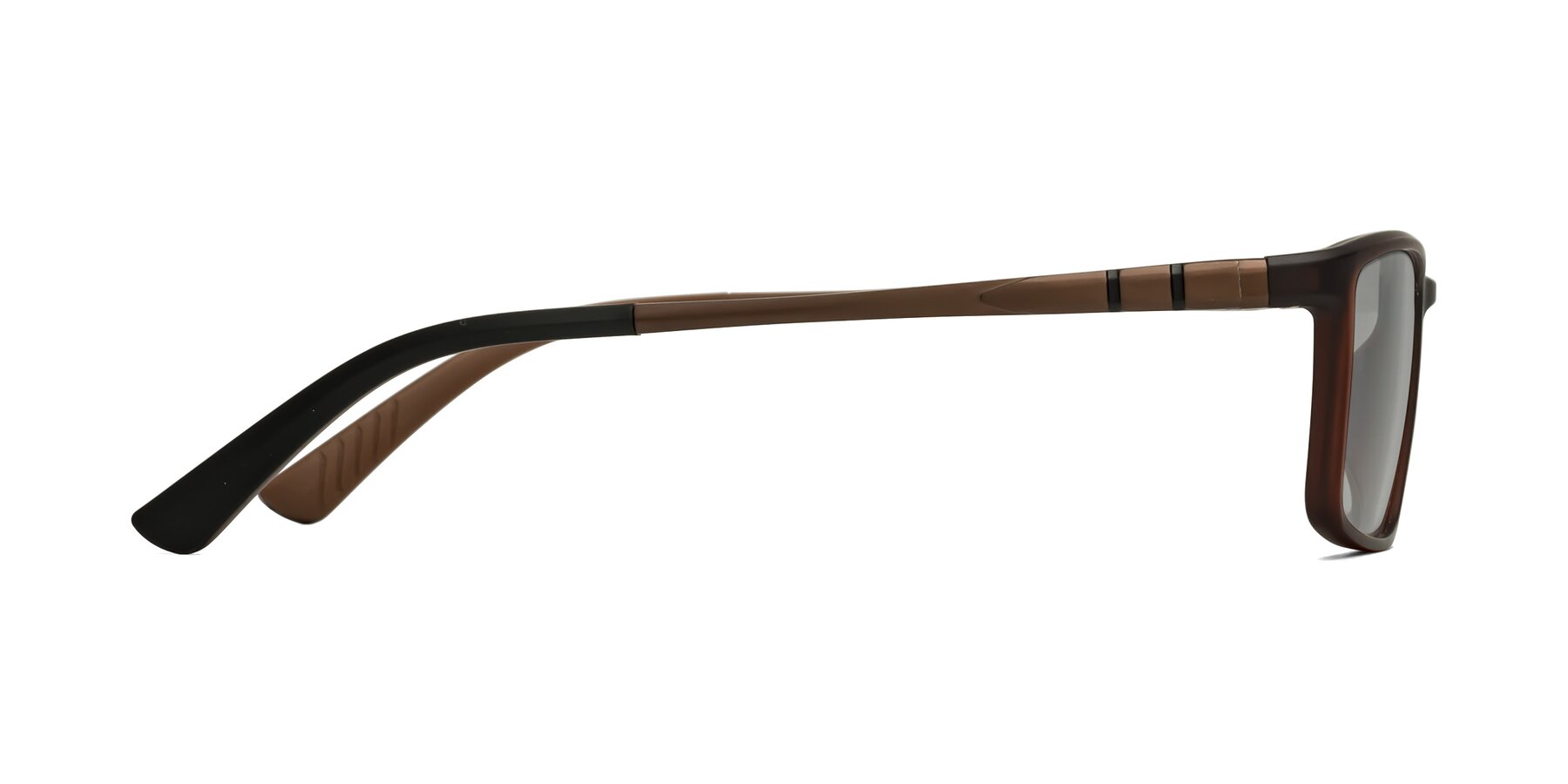 Side of Kordii in Matte Brown with Light Gray Tinted Lenses
