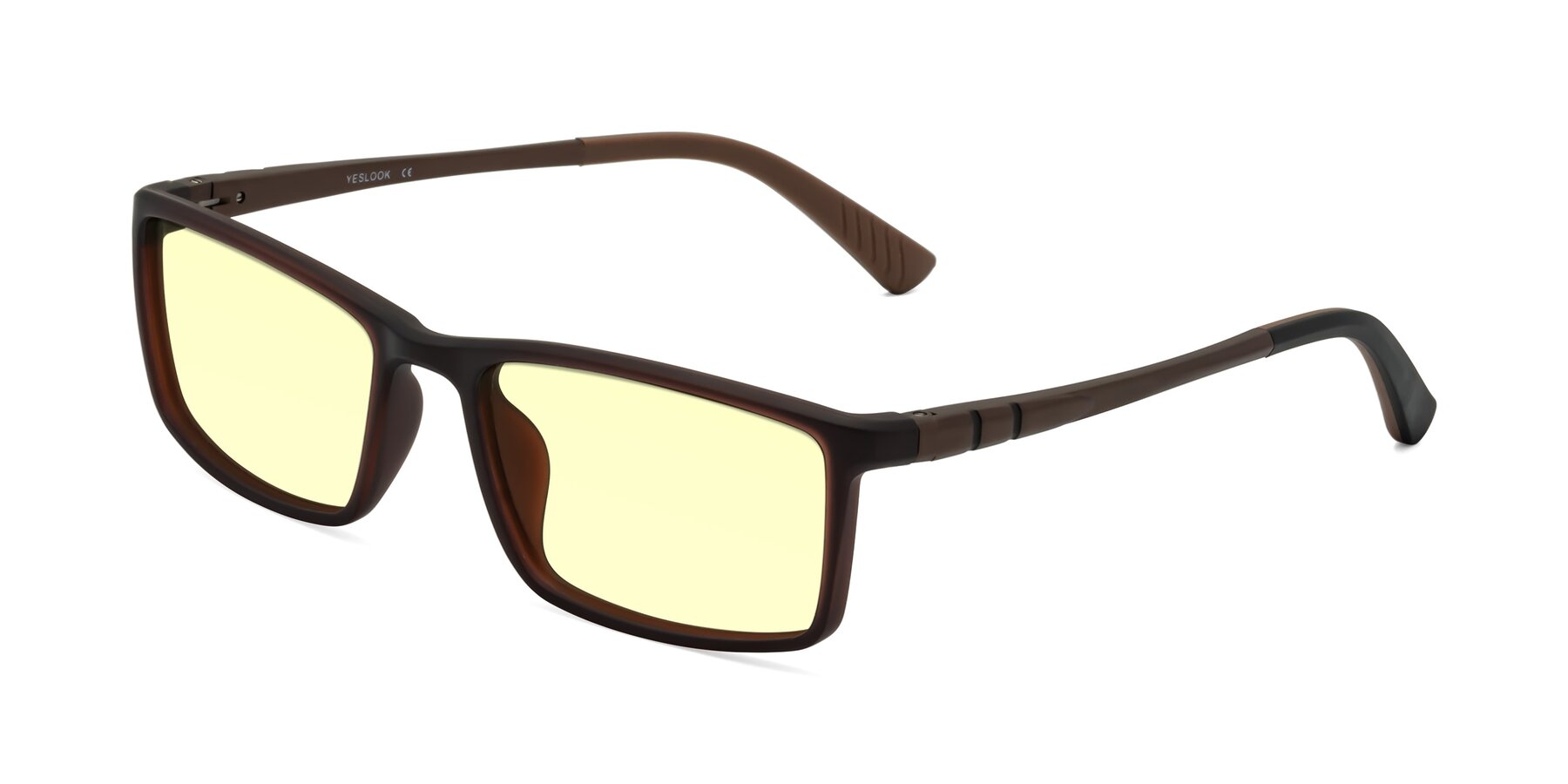Angle of Kordii in Matte Brown with Light Yellow Tinted Lenses