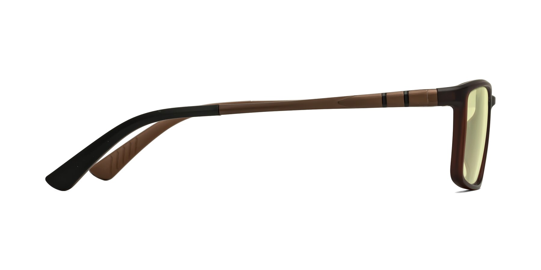 Side of Kordii in Matte Brown with Light Yellow Tinted Lenses