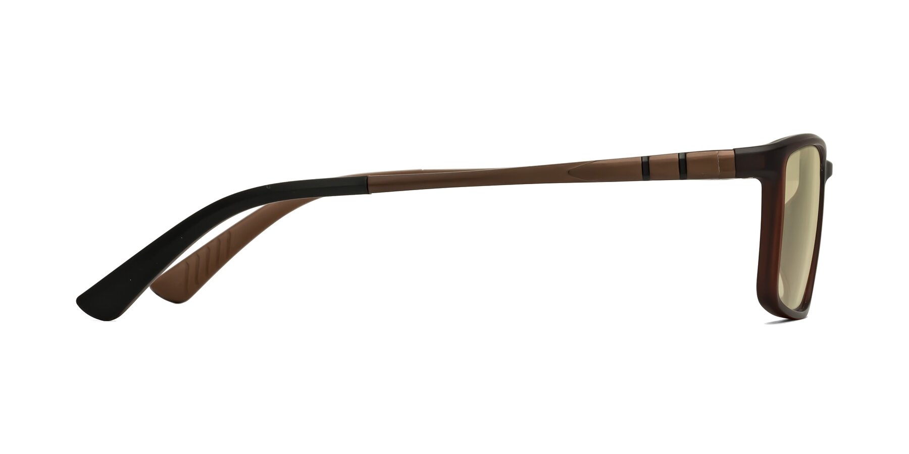 Side of Kordii in Matte Brown with Light Champagne Tinted Lenses