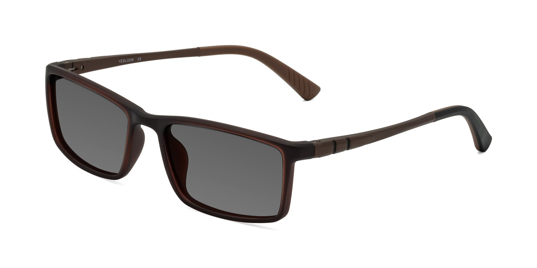 Angle of Kordii in Matte Brown with Medium Gray Tinted Lenses