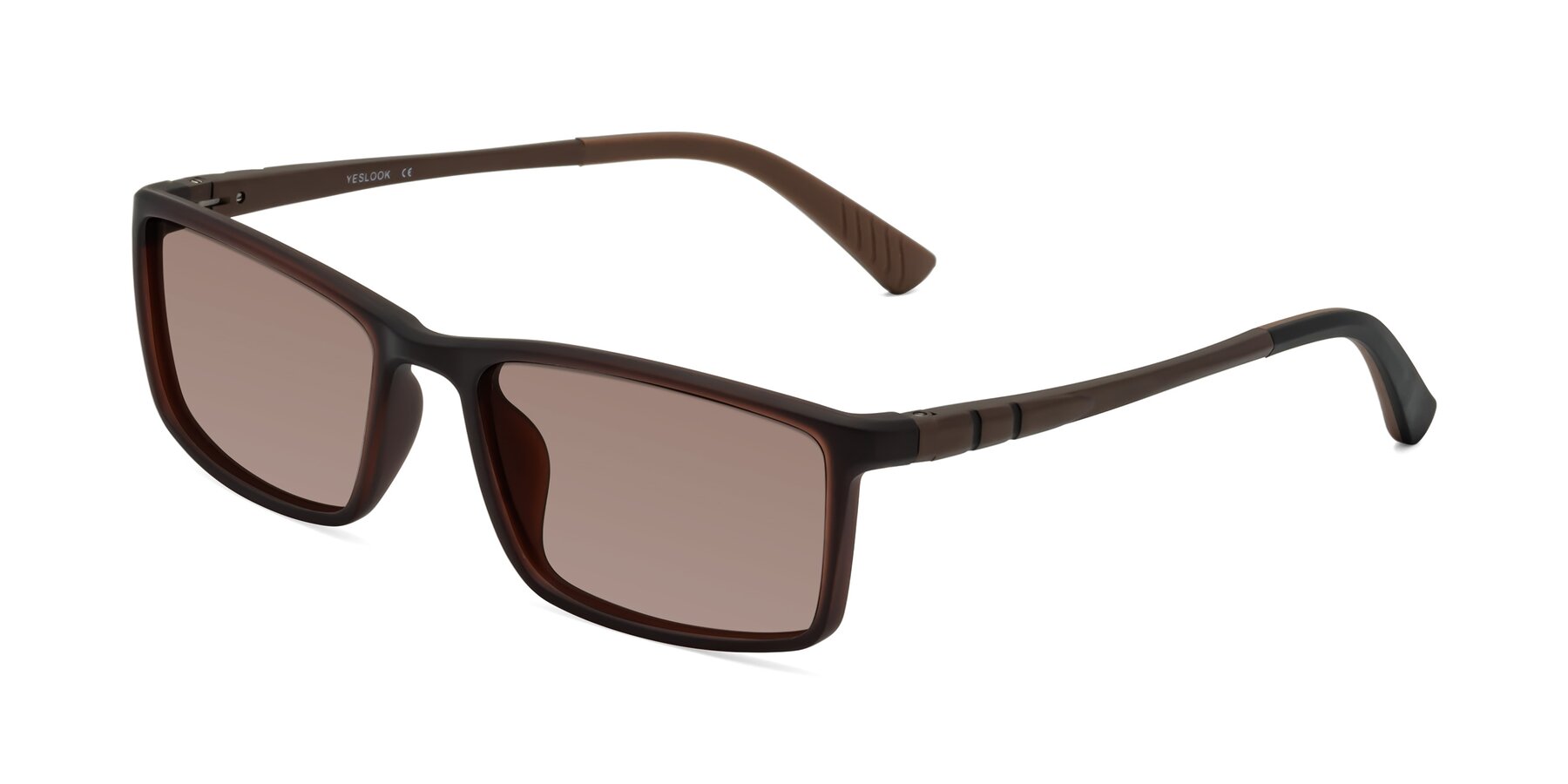 Angle of Kordii in Matte Brown with Medium Brown Tinted Lenses