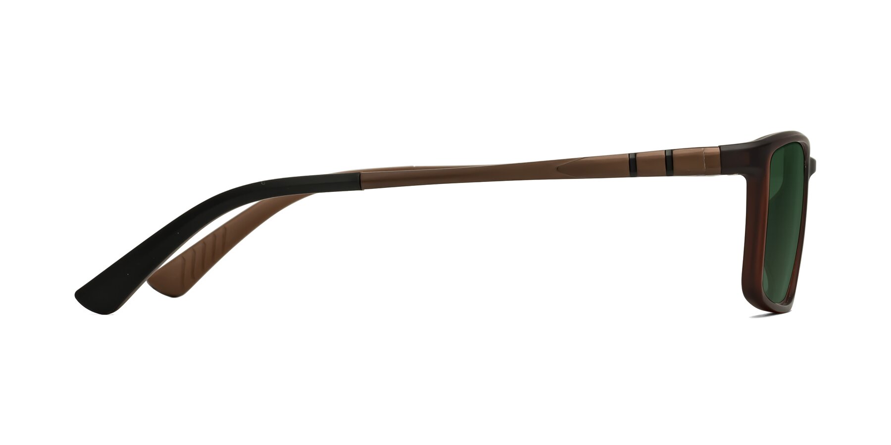 Side of Kordii in Matte Brown with Green Tinted Lenses