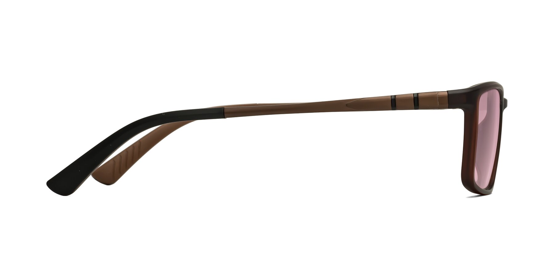 Side of Kordii in Matte Brown with Light Wine Tinted Lenses
