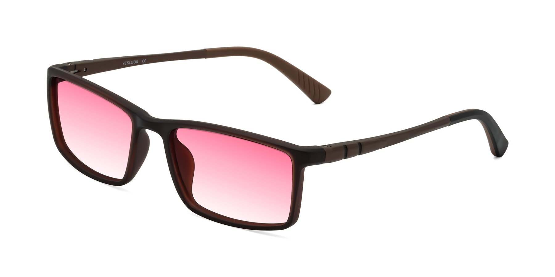 Angle of Kordii in Matte Brown with Pink Gradient Lenses