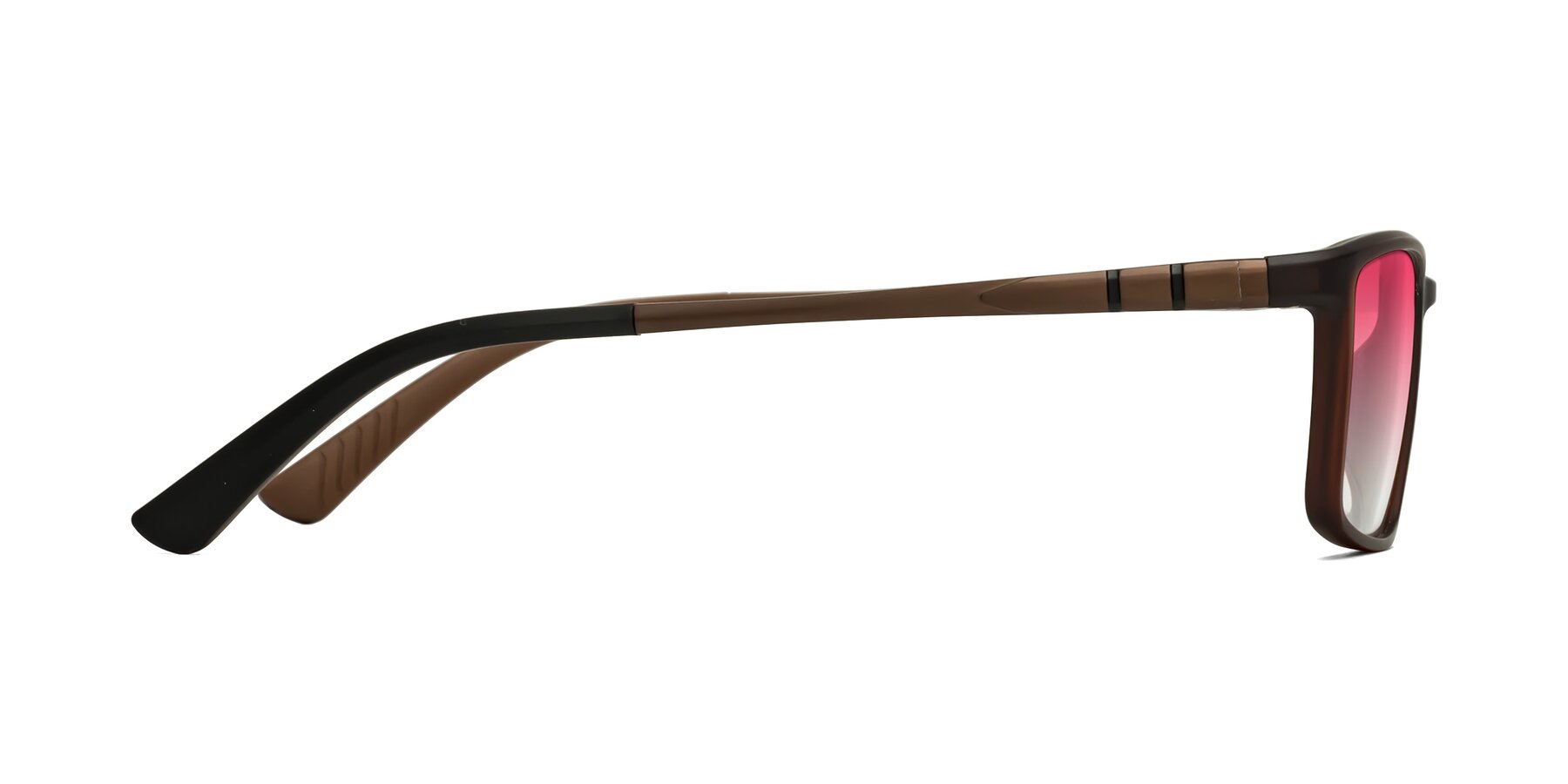 Side of Kordii in Matte Brown with Pink Gradient Lenses
