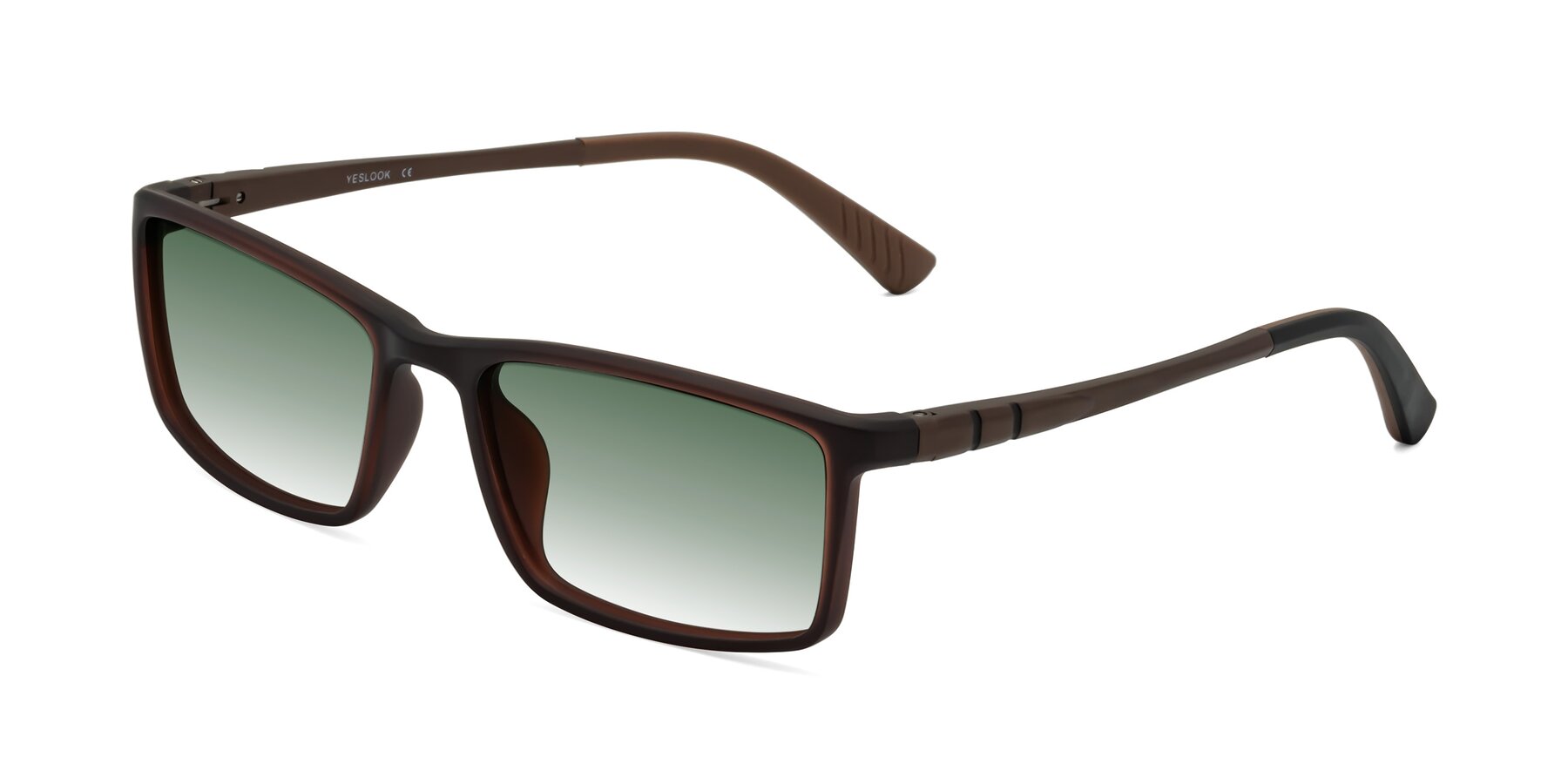Angle of Kordii in Matte Brown with Green Gradient Lenses