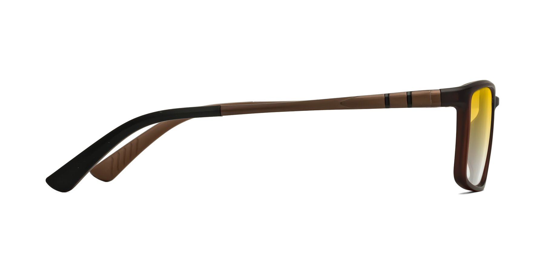 Side of Kordii in Matte Brown with Yellow Gradient Lenses