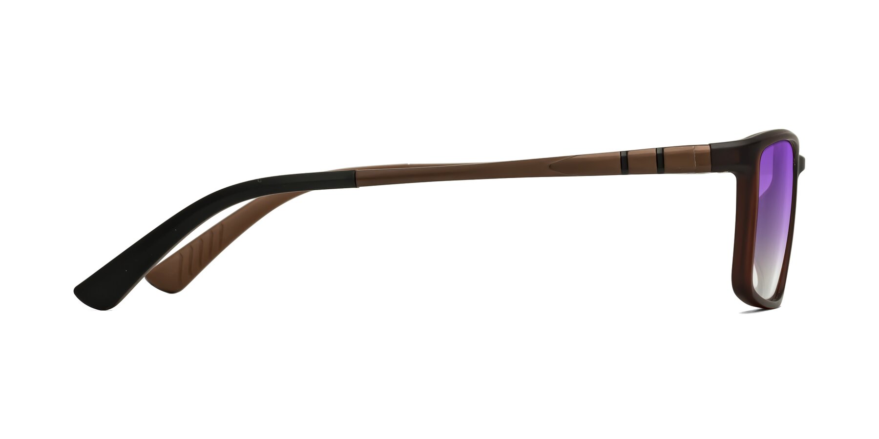 Side of Kordii in Matte Brown with Purple Gradient Lenses
