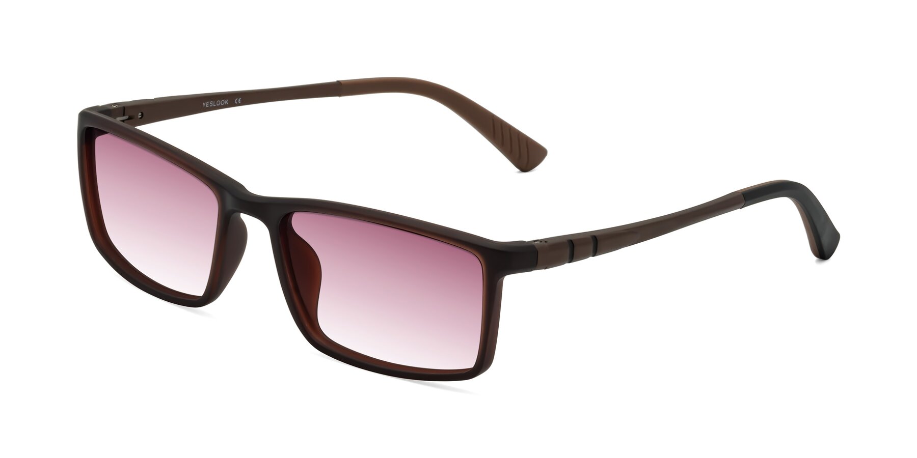 Angle of Kordii in Matte Brown with Wine Gradient Lenses