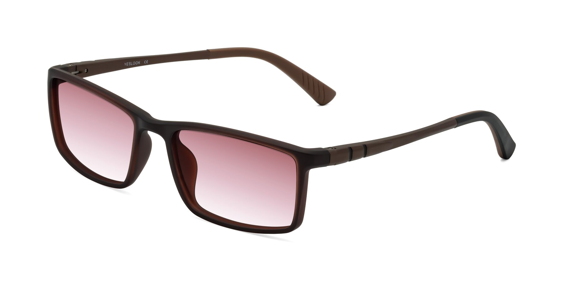 Angle of Kordii in Matte Brown with Garnet Gradient Lenses