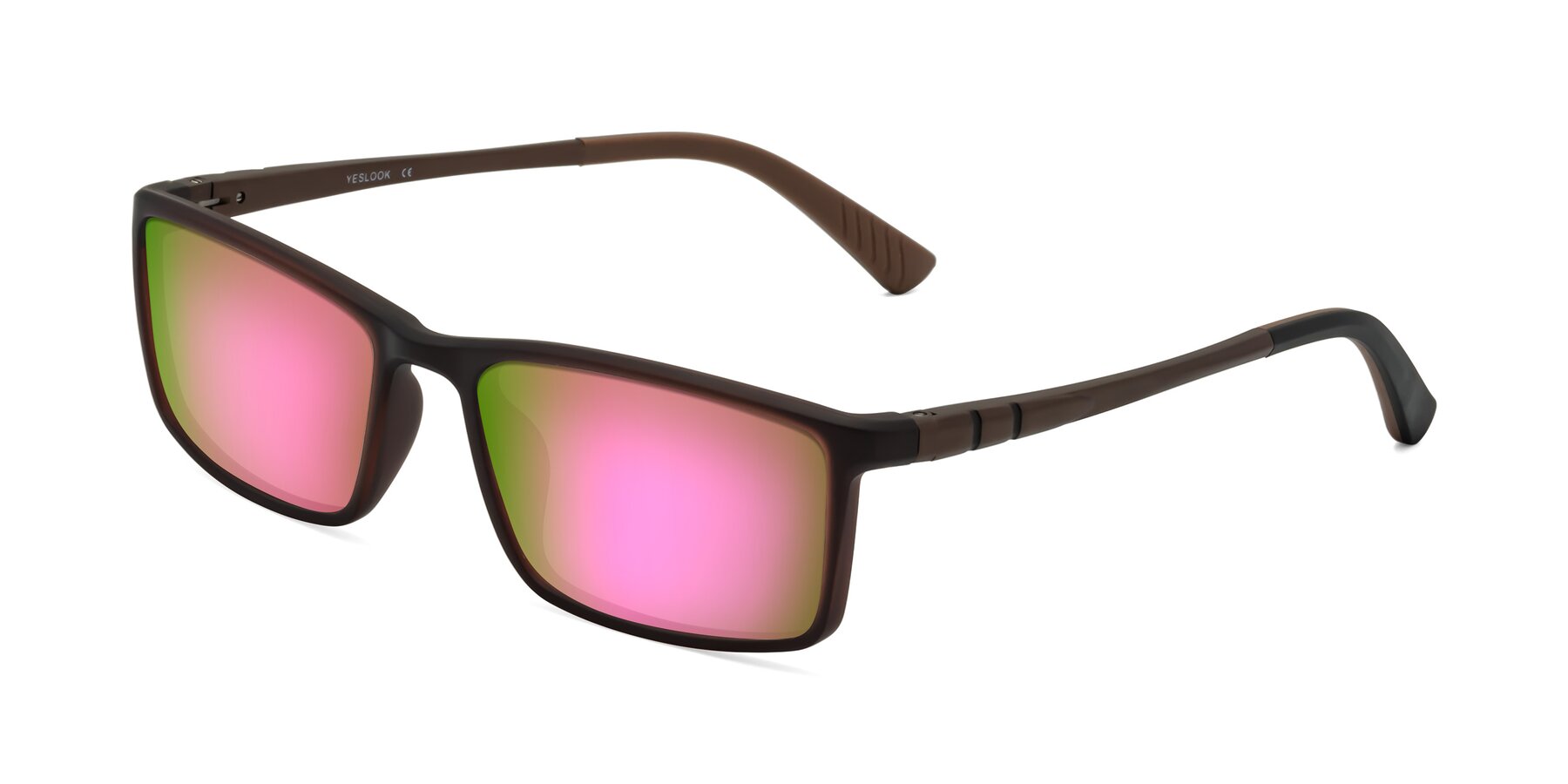 Angle of Kordii in Matte Brown with Pink Mirrored Lenses