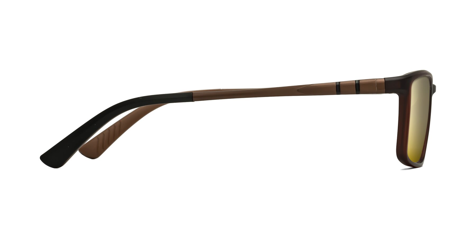 Side of Kordii in Matte Brown with Gold Mirrored Lenses