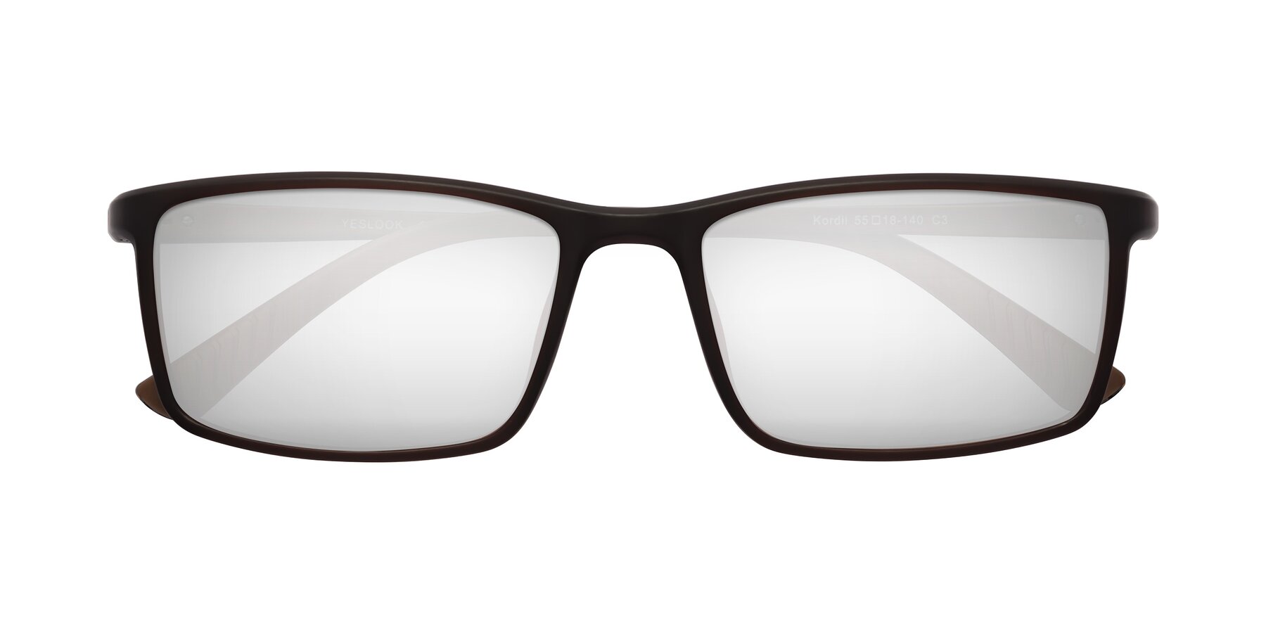 Folded Front of Kordii in Matte Brown with Silver Mirrored Lenses