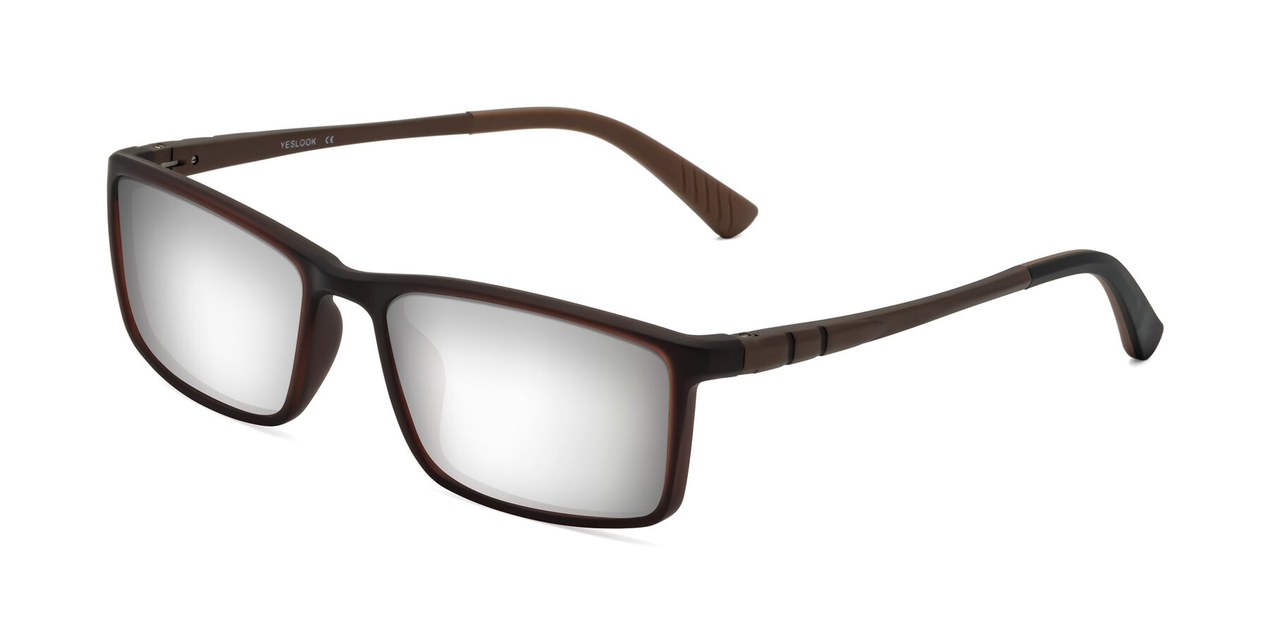 Angle of Kordii in Matte Brown with Silver Mirrored Lenses