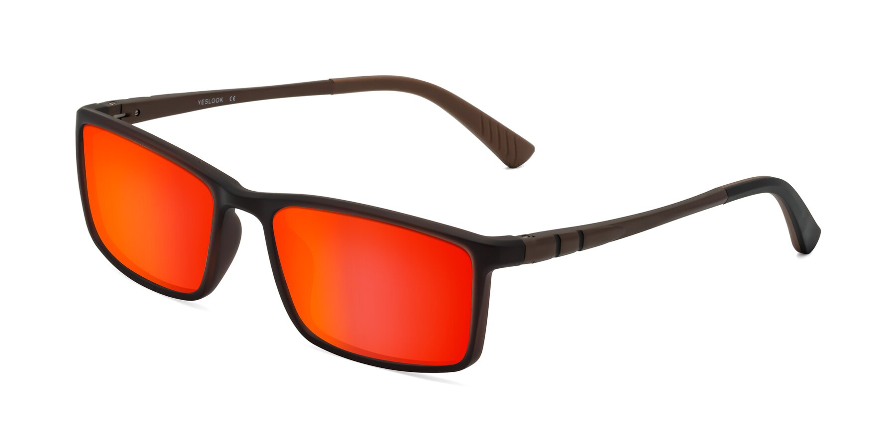 Angle of Kordii in Matte Brown with Red Gold Mirrored Lenses