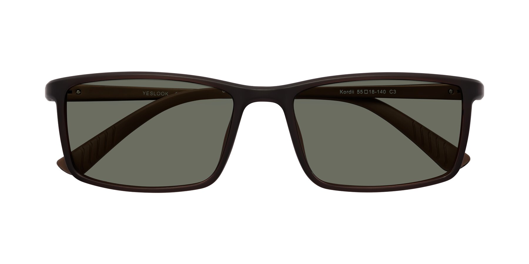Folded Front of Kordii in Matte Brown with Gray Polarized Lenses