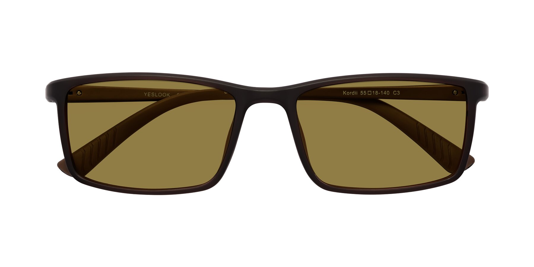 Folded Front of Kordii in Matte Brown with Brown Polarized Lenses